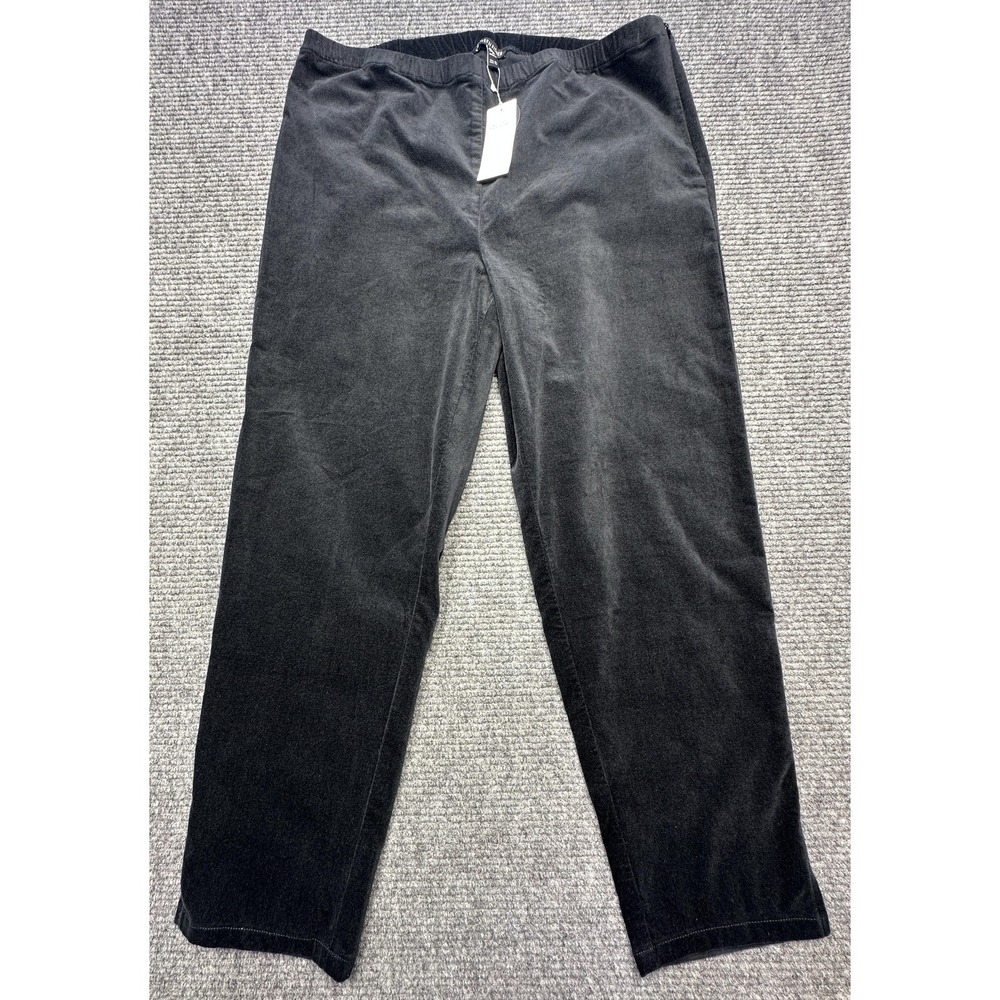Eileen Fisher Pants Womens XL Black Organic Velveteen Stretch Pull On Tapered